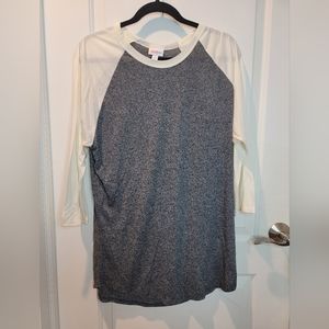 NWOT Lularoe Gray & Cream 3/4 Sleeve Tunic Size 2XL